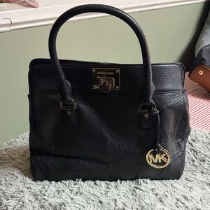 Michael Kors Black Satchel with Gold Accents